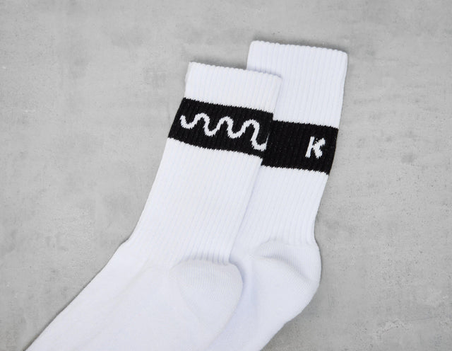 !STRIPE SOCK WHT/ BLK