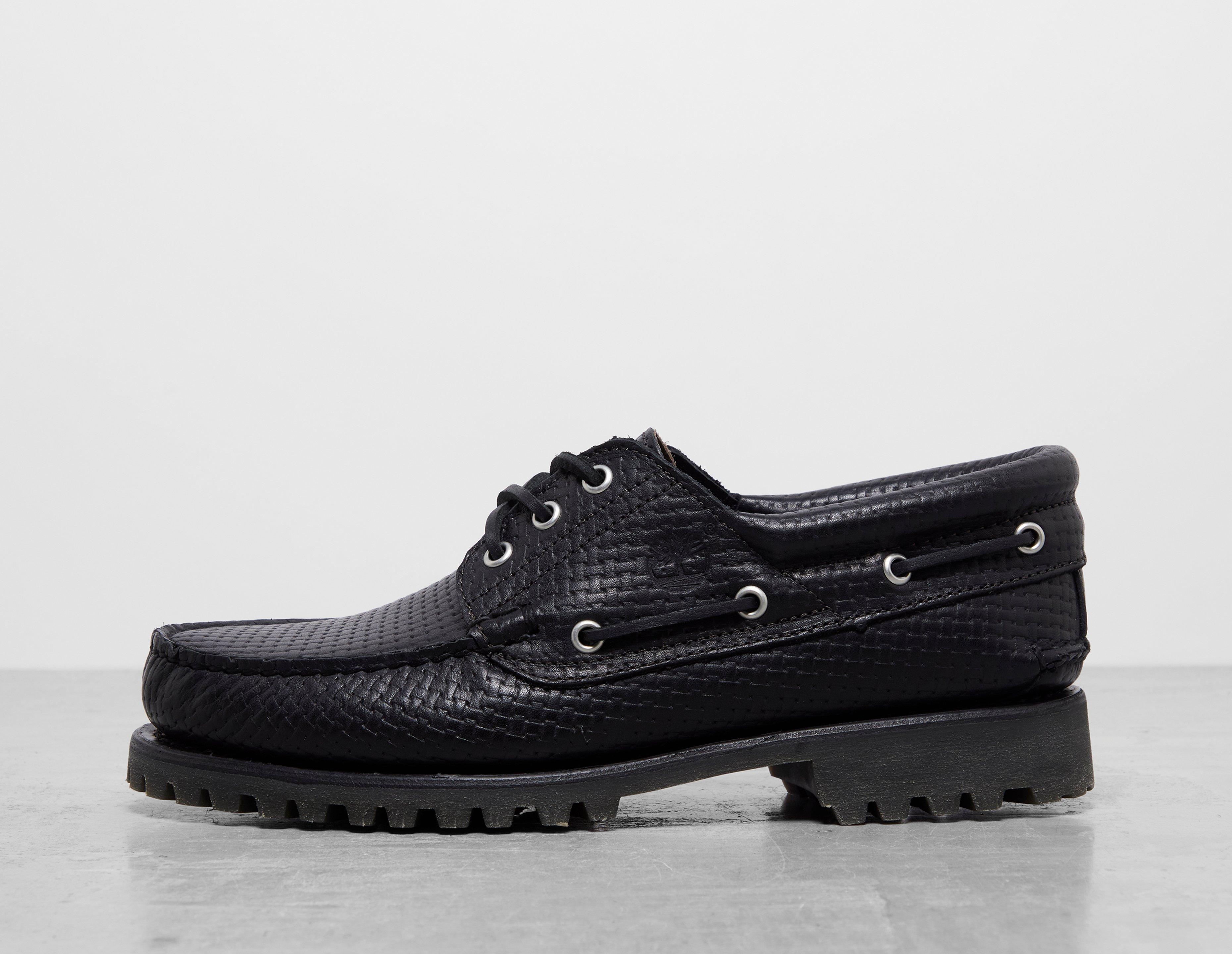 Black Timberland Authentic 3-Eye Lug Handsewn Boat Shoe