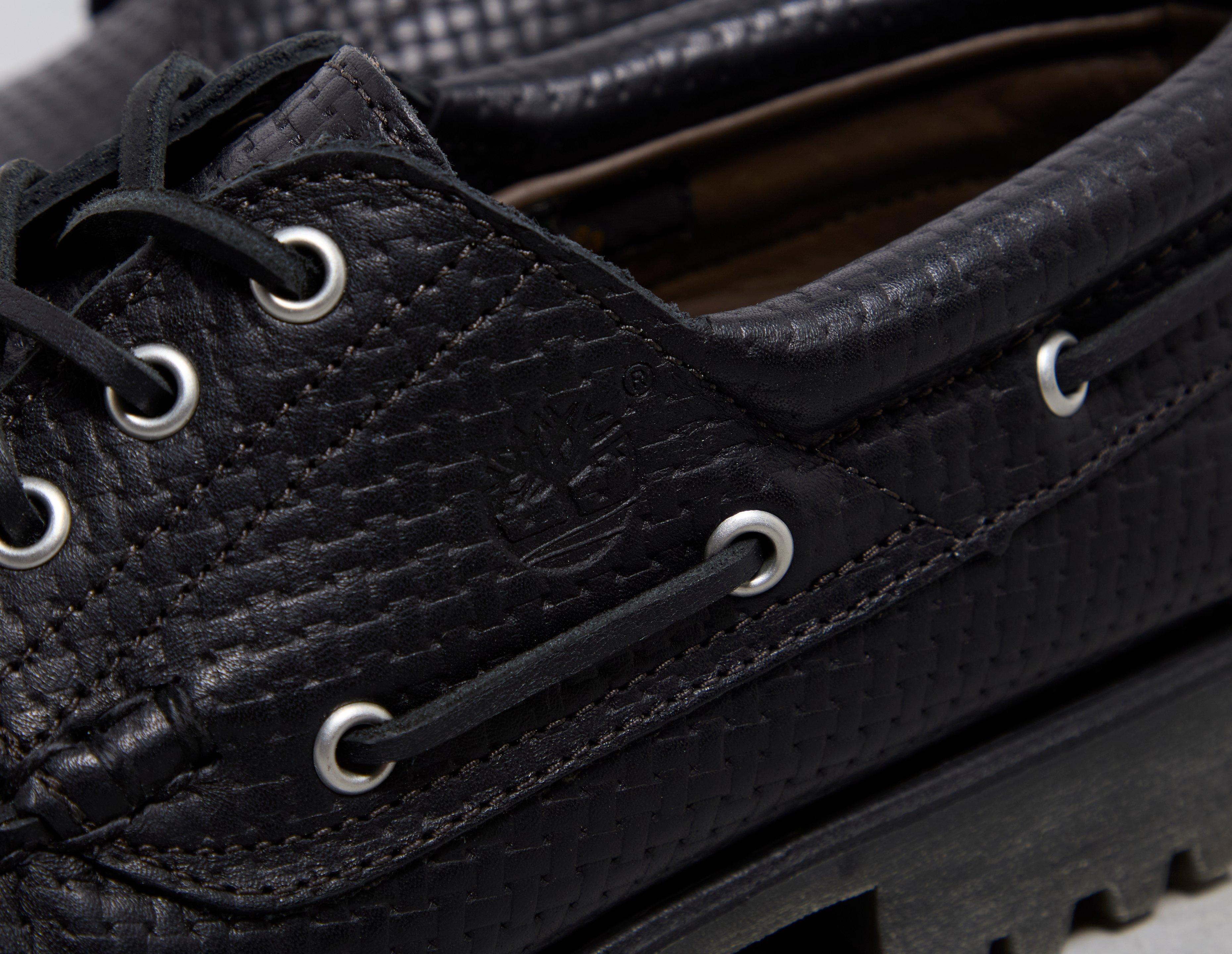 Black Timberland Authentic 3-Eye Lug Handsewn Boat Shoe