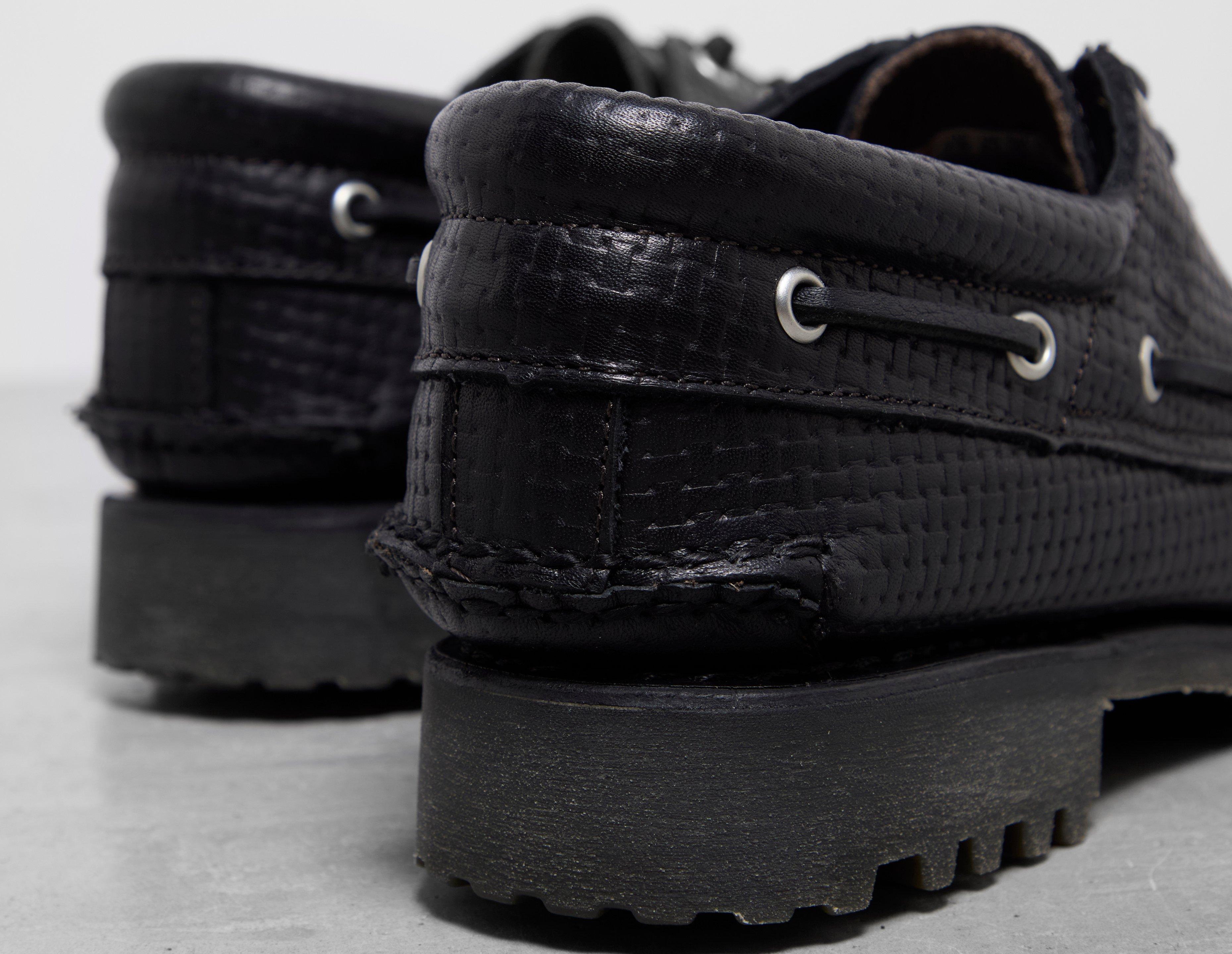 Black Timberland Authentic 3-Eye Lug Handsewn Boat Shoe