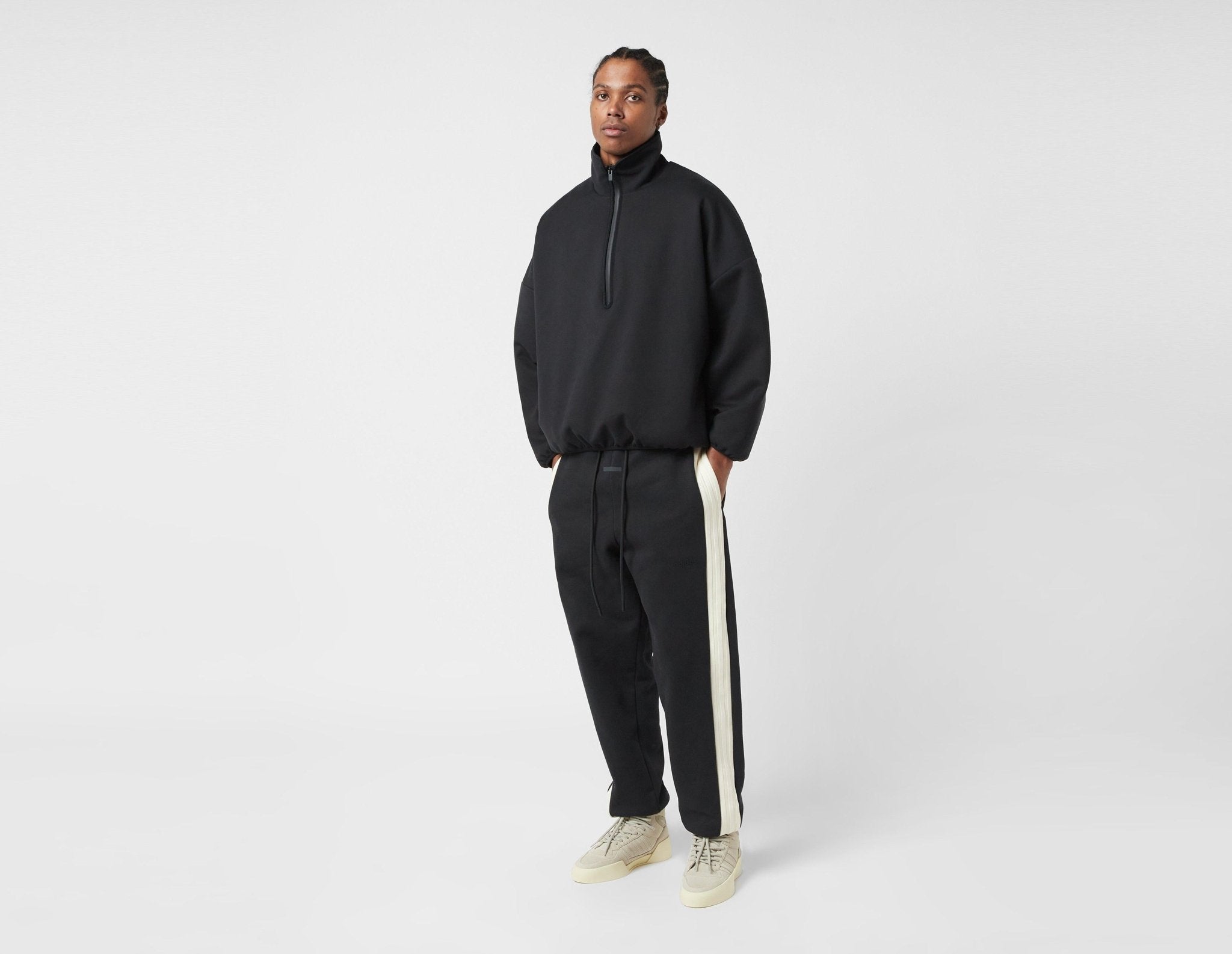 Black adidas Originals x Fear of God Athletics Suede Fleece 1/4 Zip